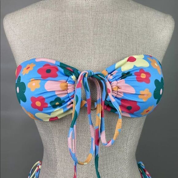 NEW! Y2K Retro Floral Print Stringy O-Ring Detail Triangle Bikini /5 Styles in 1 - Picture 10 of 14